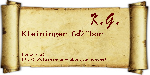 Kleininger Gábor névjegykártya